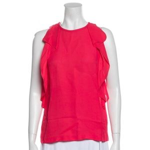 Kate Spade XS 00 hot pink magenta sleeveless ruffle blouse shirt